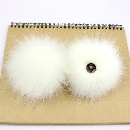 2-Pack Faux Fox Fur Pompoms – 12 cm Soft Snap-On Fluffy Balls for DIY Hats, Shoes, Crafts & Beanie Accessories - Home Fads 