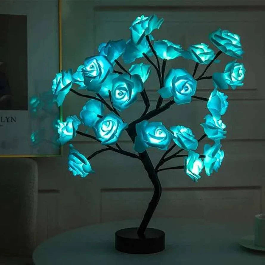 24 LED Rose Tree Table Lamp - USB Fairy Flower Night Light for Home Decor, Weddings, Living Room, Bedroom - Perfect Gift Idea - Home Fads 