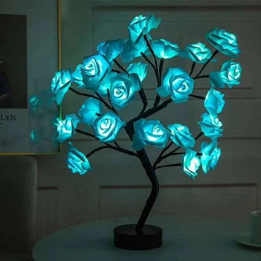 24 LED Rose Tree Table Lamp - USB Fairy Flower Night Light for Home Decor, Weddings, Living Room, Bedroom - Perfect Gift Idea - Home Fads 