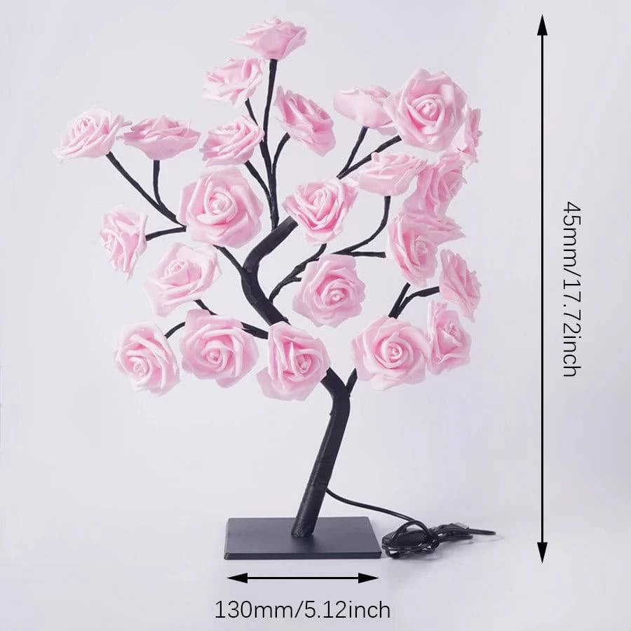 24 LED Rose Tree Table Lamp - USB Fairy Flower Night Light for Home Decor, Weddings, Living Room, Bedroom - Perfect Gift Idea - Home Fads 