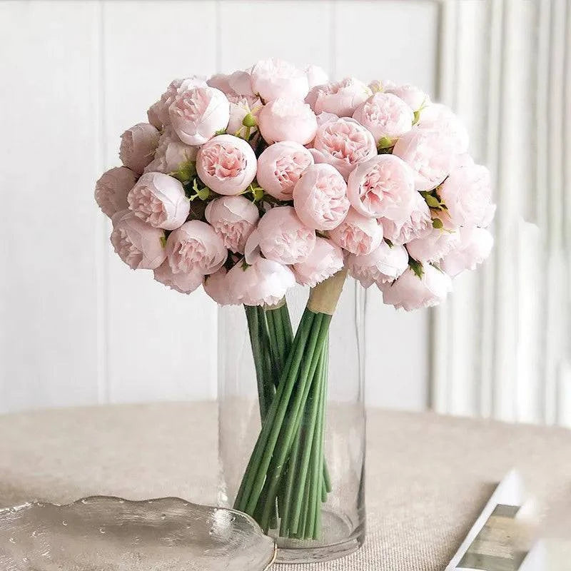 27-Head Artificial Peony Flower Bouquet - Silk Floral Arrangement for Wedding and Home Decor - Home Fads 