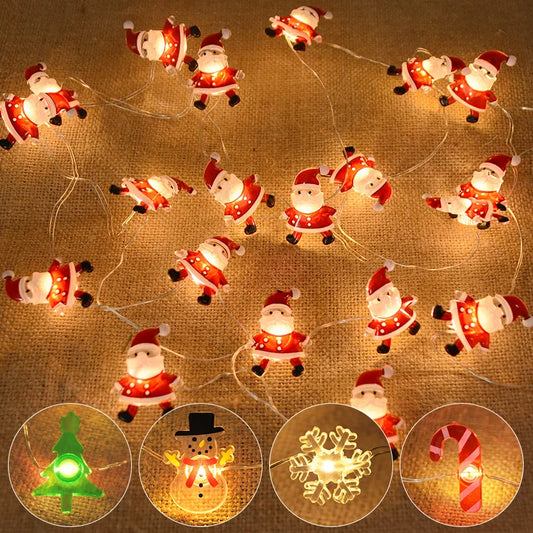 2M 20LED Festive Light String – Decorative LED Lights Featuring Snowflakes, Candy Canes, Snowmen, and More - Home Fads 