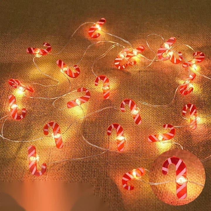 2M 20LED Festive Light String – Decorative LED Lights Featuring Snowflakes, Candy Canes, Snowmen, and More - Home Fads 