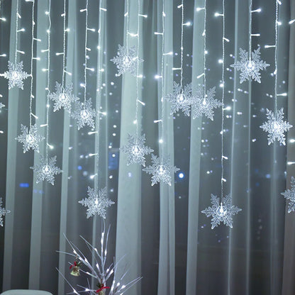 3.2M Snowflake LED Curtain Lights – Waterproof Flashing Fairy Lights for Holidays, Parties, Weddings & Events – AC Powered, Multi-Color Options - Home Fads 