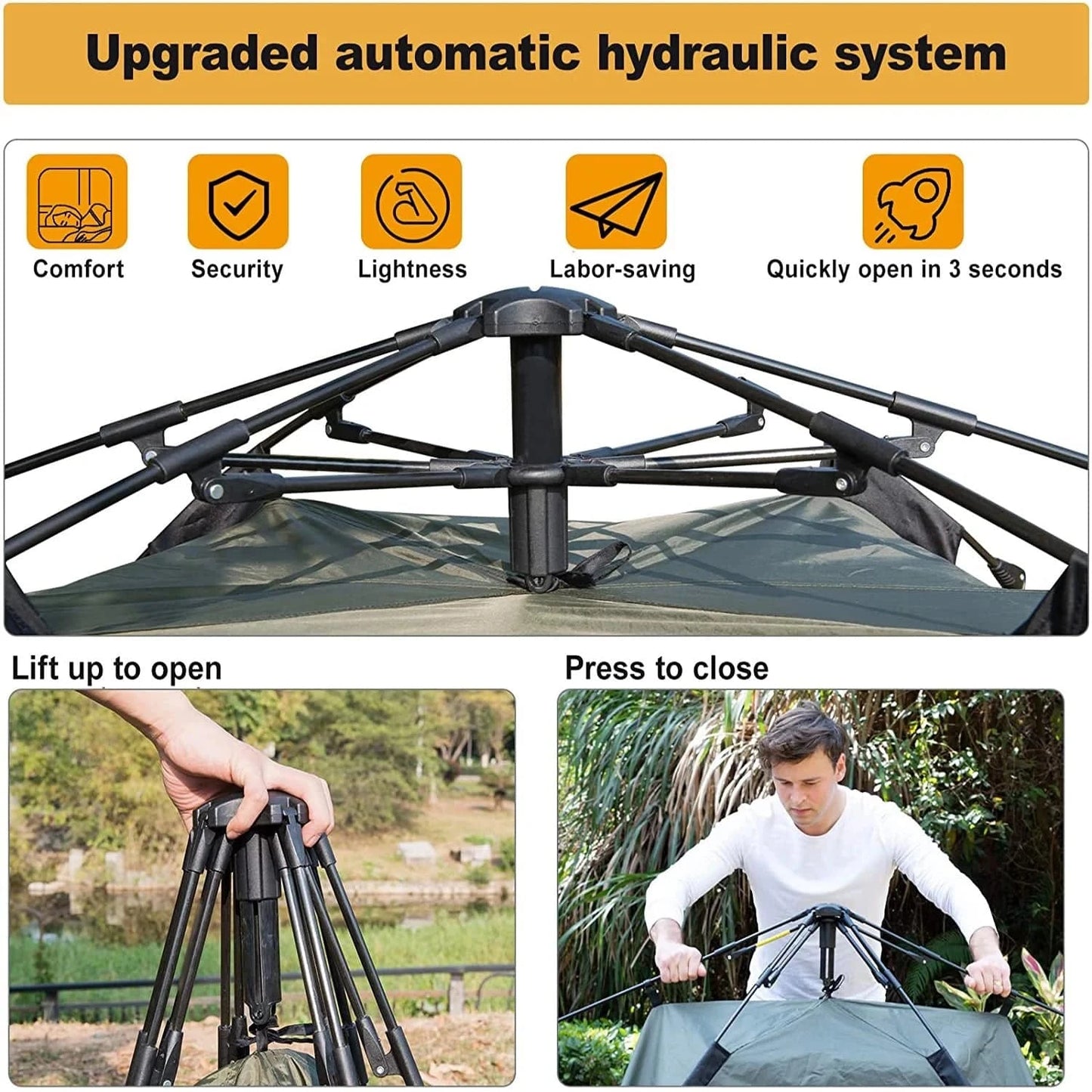 3-4 Person Family Camping Tent - Automatic Pop-up for Beach, Hiking, and Travel - Home Fads 