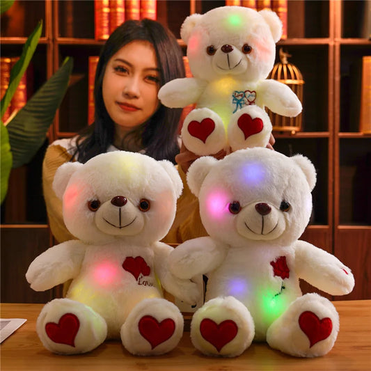 30cm Luminous Plush Bear – Soft Stuffed Toy with Light Feature – Perfect Valentine’s Day Gift for Babies, Kids, and Loved Ones - Home Fads 