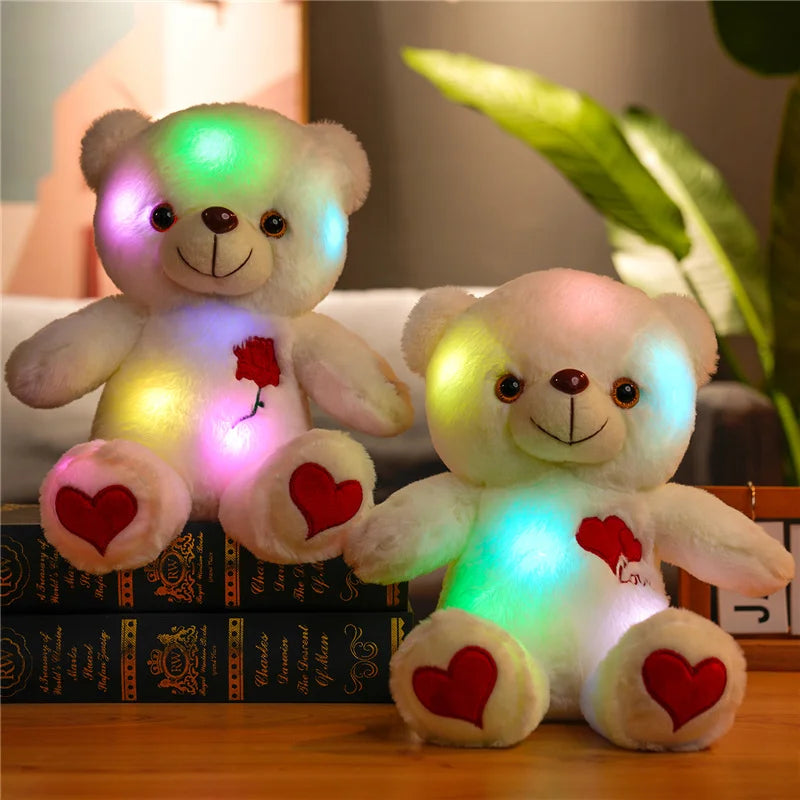 30cm Luminous Plush Bear – Soft Stuffed Toy with Light Feature – Perfect Valentine’s Day Gift for Babies, Kids, and Loved Ones - Home Fads 