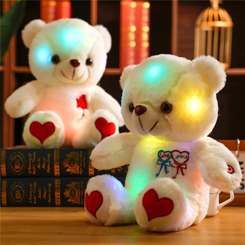 30cm Luminous Plush Bear – Soft Stuffed Toy with Light Feature – Perfect Valentine’s Day Gift for Babies, Kids, and Loved Ones - Home Fads 
