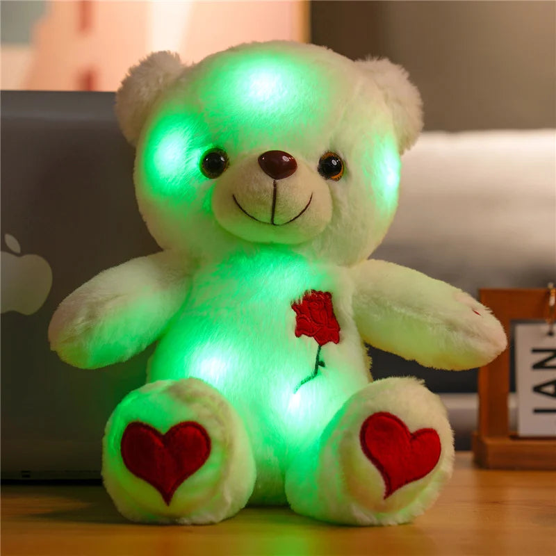 30cm Luminous Plush Bear – Soft Stuffed Toy with Light Feature – Perfect Valentine’s Day Gift for Babies, Kids, and Loved Ones - Home Fads 