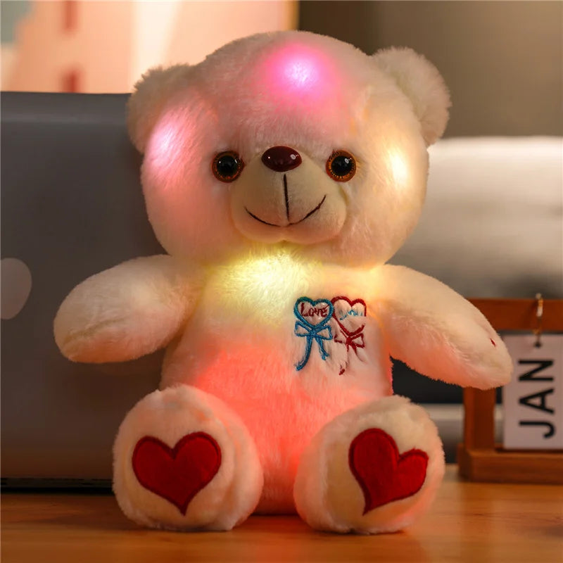 30cm Luminous Plush Bear – Soft Stuffed Toy with Light Feature – Perfect Valentine’s Day Gift for Babies, Kids, and Loved Ones - Home Fads 