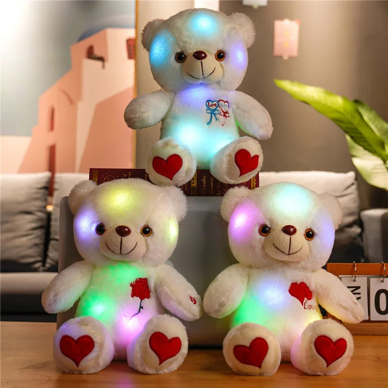 30cm Luminous Plush Bear – Soft Stuffed Toy with Light Feature – Perfect Valentine’s Day Gift for Babies, Kids, and Loved Ones - Home Fads 