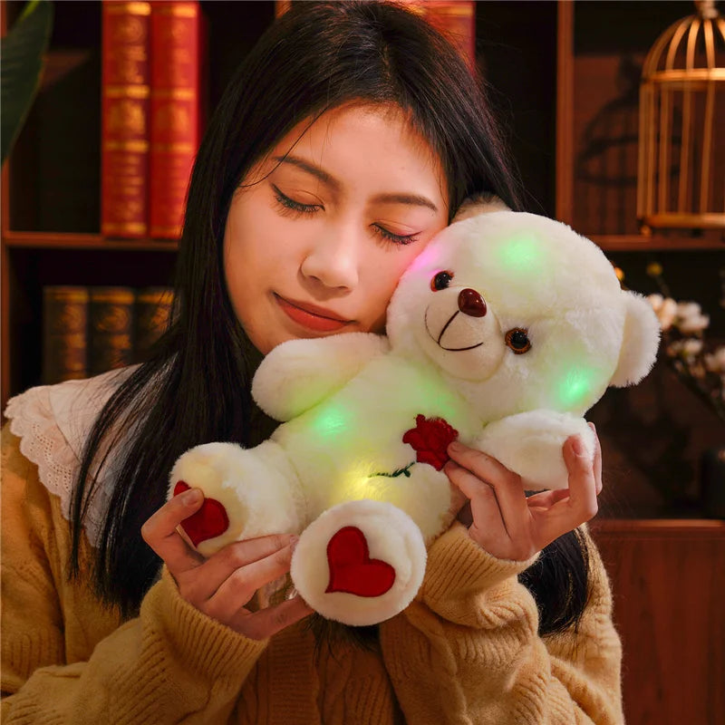 30cm Luminous Plush Bear – Soft Stuffed Toy with Light Feature – Perfect Valentine’s Day Gift for Babies, Kids, and Loved Ones - Home Fads 