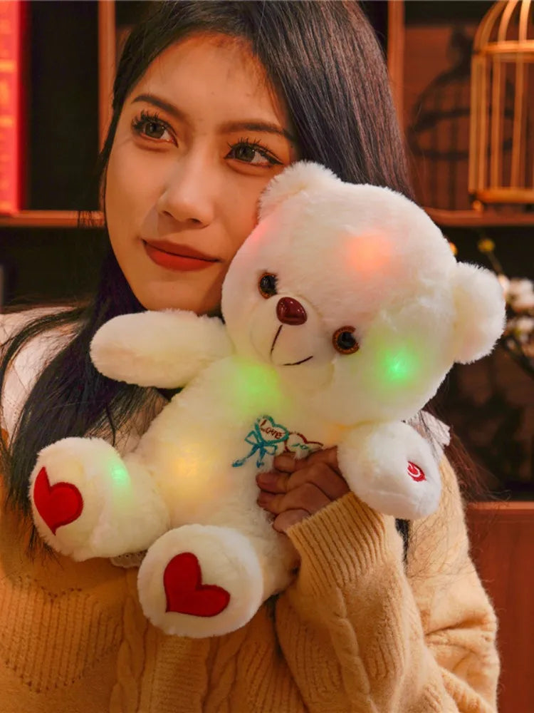 30cm Luminous Plush Bear – Soft Stuffed Toy with Light Feature – Perfect Valentine’s Day Gift for Babies, Kids, and Loved Ones - Home Fads 