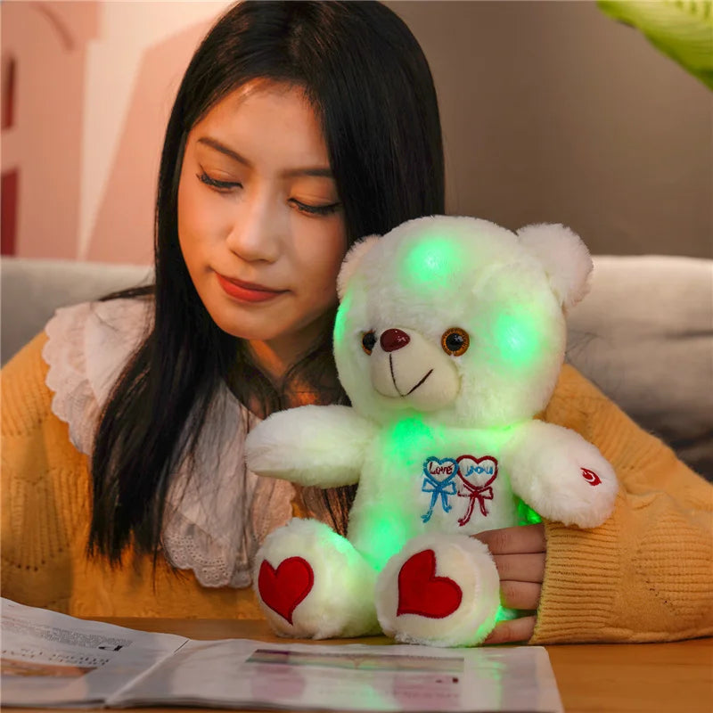 30cm Luminous Plush Bear – Soft Stuffed Toy with Light Feature – Perfect Valentine’s Day Gift for Babies, Kids, and Loved Ones - Home Fads 