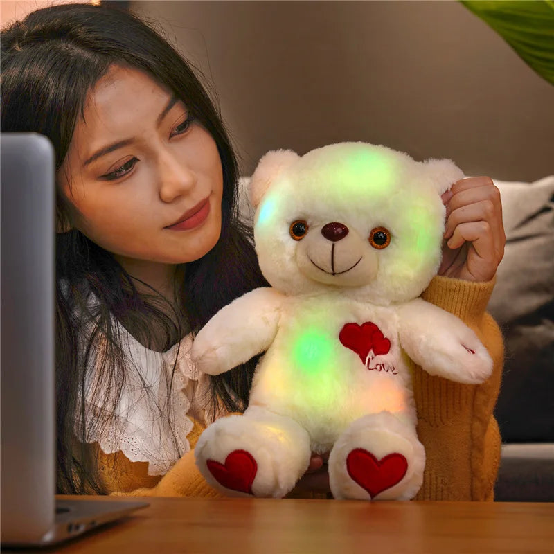 30cm Luminous Plush Bear – Soft Stuffed Toy with Light Feature – Perfect Valentine’s Day Gift for Babies, Kids, and Loved Ones - Home Fads 