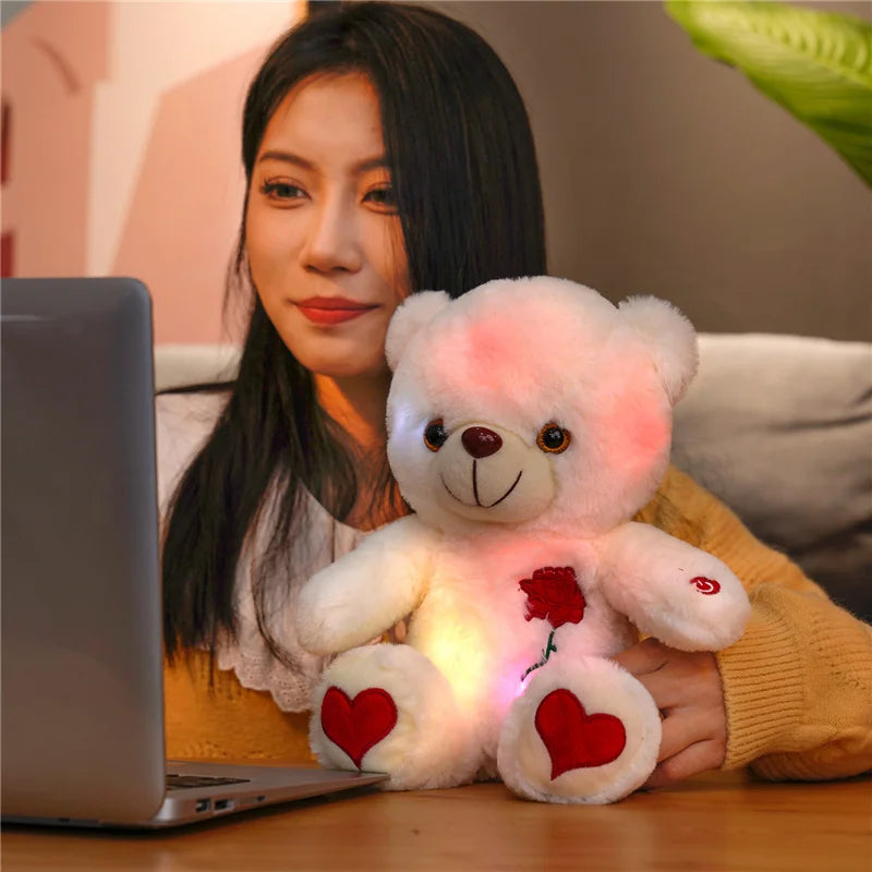 30cm Luminous Plush Bear – Soft Stuffed Toy with Light Feature – Perfect Valentine’s Day Gift for Babies, Kids, and Loved Ones - Home Fads 