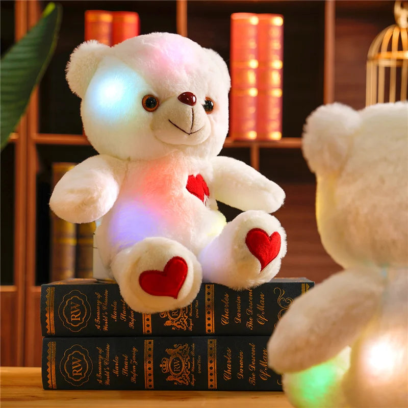 30cm Luminous Plush Bear – Soft Stuffed Toy with Light Feature – Perfect Valentine’s Day Gift for Babies, Kids, and Loved Ones - Home Fads 