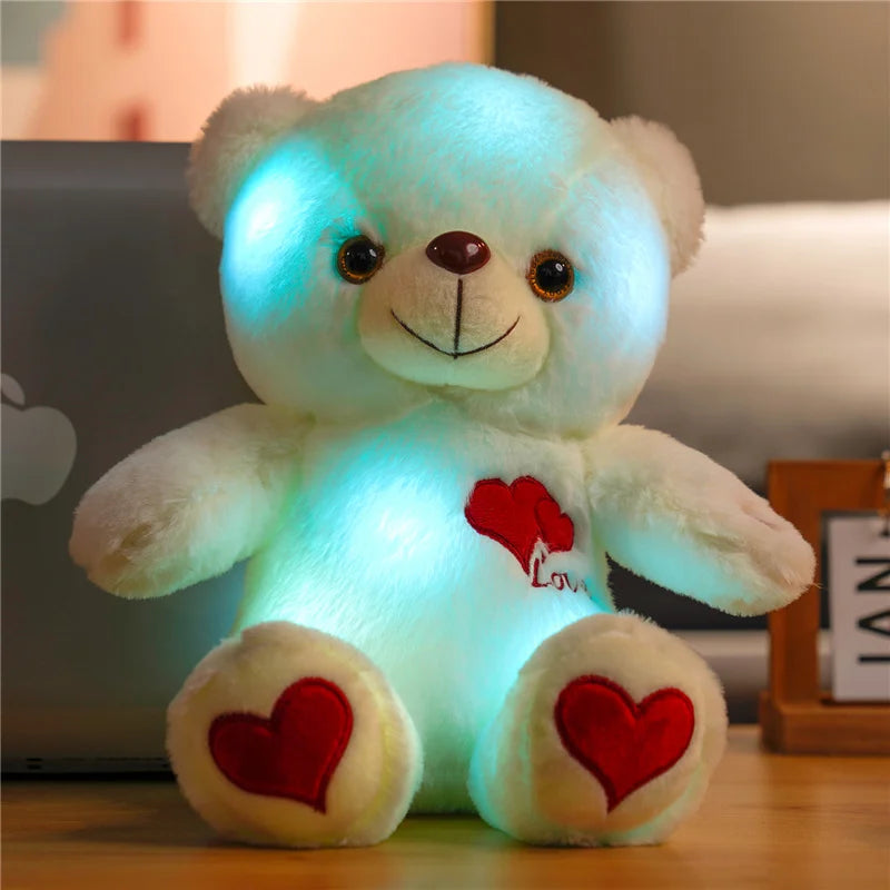 30cm Luminous Plush Bear – Soft Stuffed Toy with Light Feature – Perfect Valentine’s Day Gift for Babies, Kids, and Loved Ones - Home Fads 