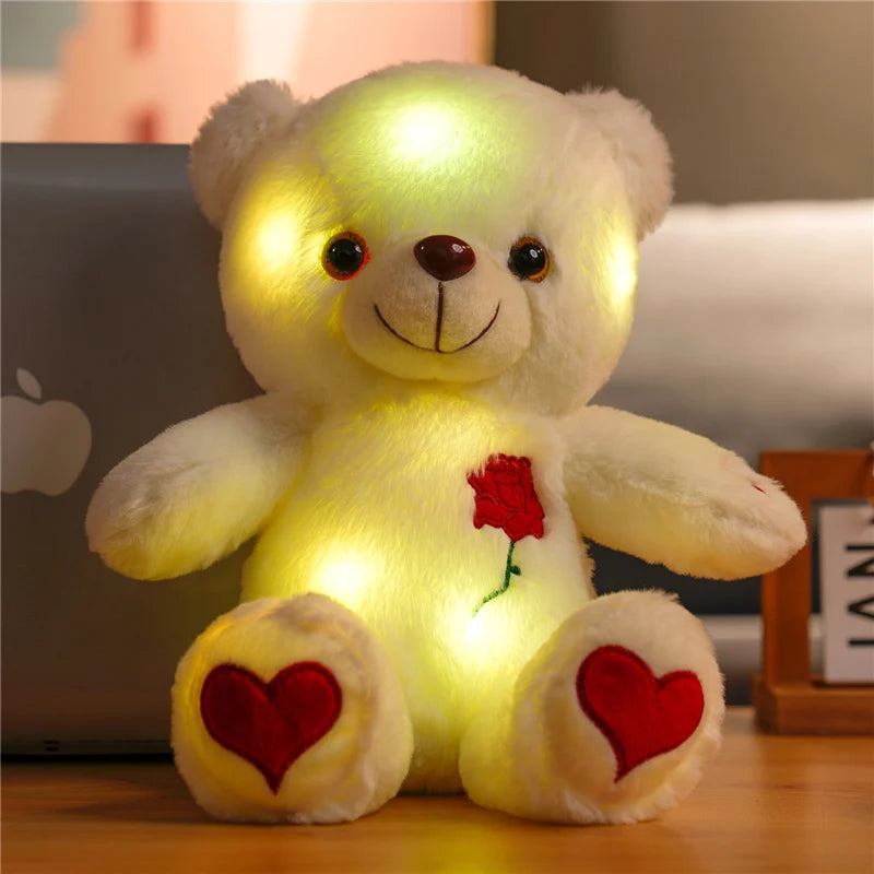 30cm Luminous Plush Bear – Soft Stuffed Toy with Light Feature – Perfect Valentine’s Day Gift for Babies, Kids, and Loved Ones - Home Fads 