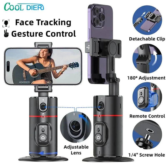 360° Auto Face Tracking Camera Monopod with Remote: AI-Powered, Intelligent Follow Stand, Selfie Stabilizer for Smartphone Vloggers - Home Fads 