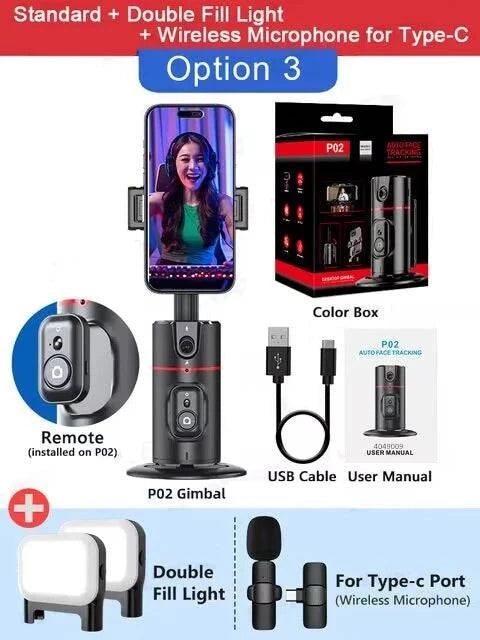360° Auto Face Tracking Camera Monopod with Remote: AI-Powered, Intelligent Follow Stand, Selfie Stabilizer for Smartphone Vloggers - Home Fads 