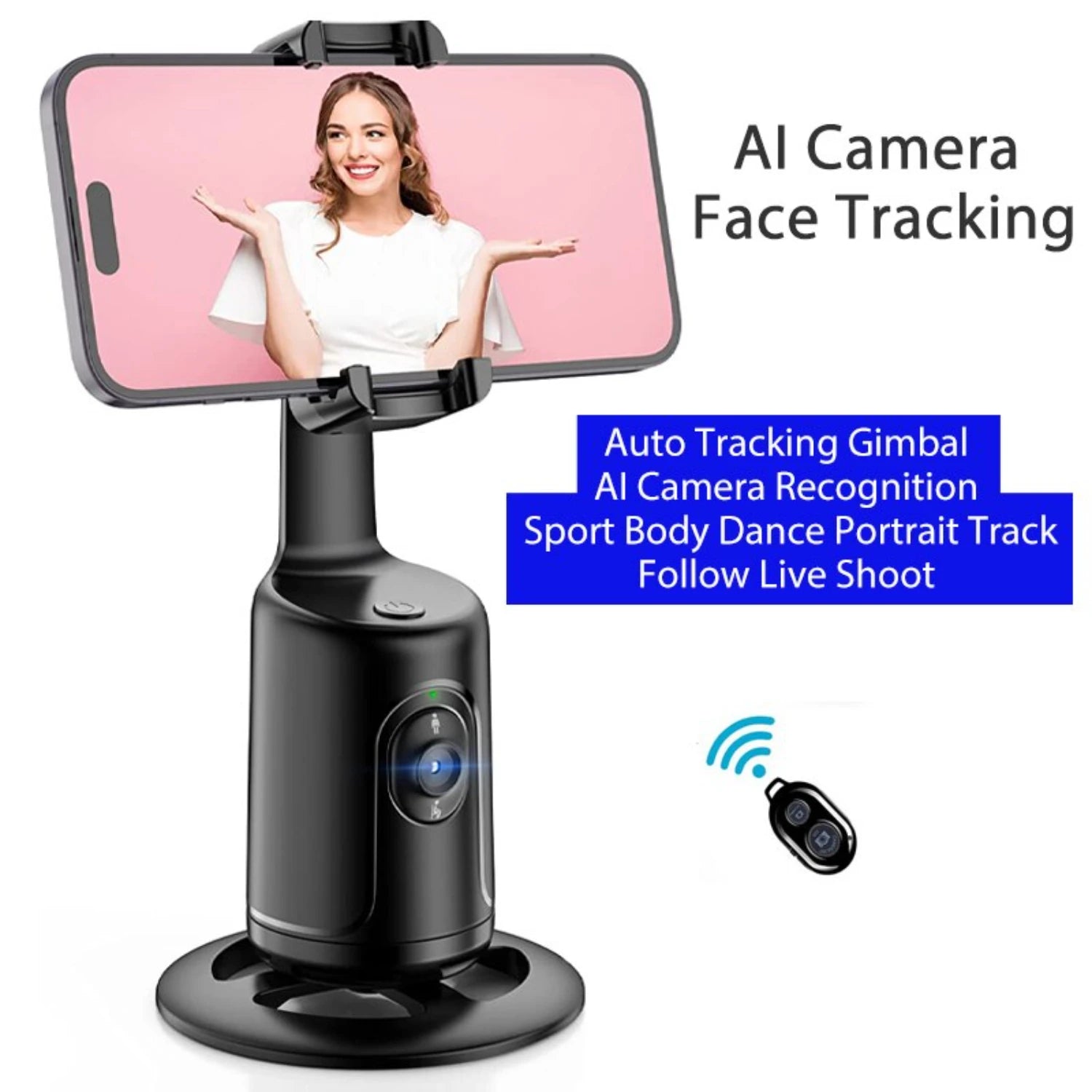 360° Auto Face Tracking Camera Monopod with Remote: AI-Powered, Intelligent Follow Stand, Selfie Stabilizer for Smartphone Vloggers - Home Fads 