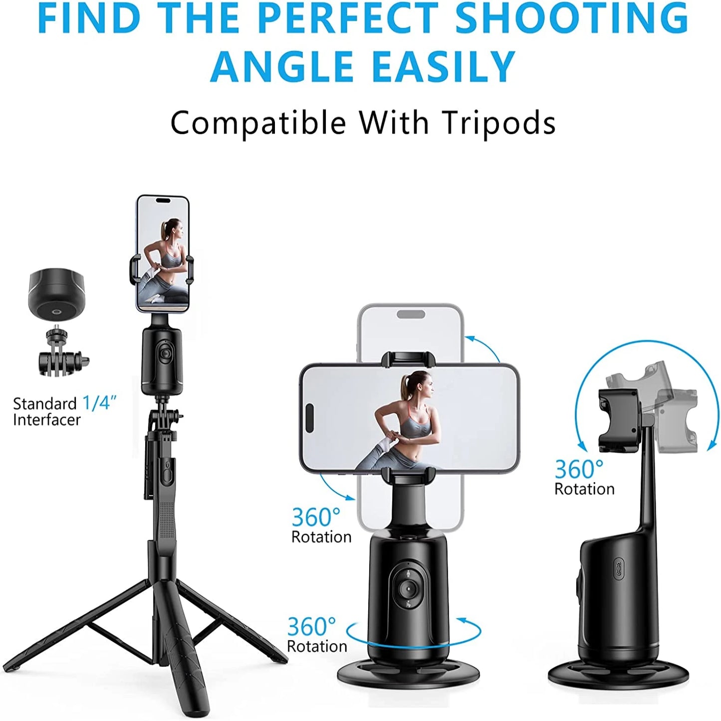 360° Auto Face Tracking Camera Monopod with Remote: AI-Powered, Intelligent Follow Stand, Selfie Stabilizer for Smartphone Vloggers - Home Fads 