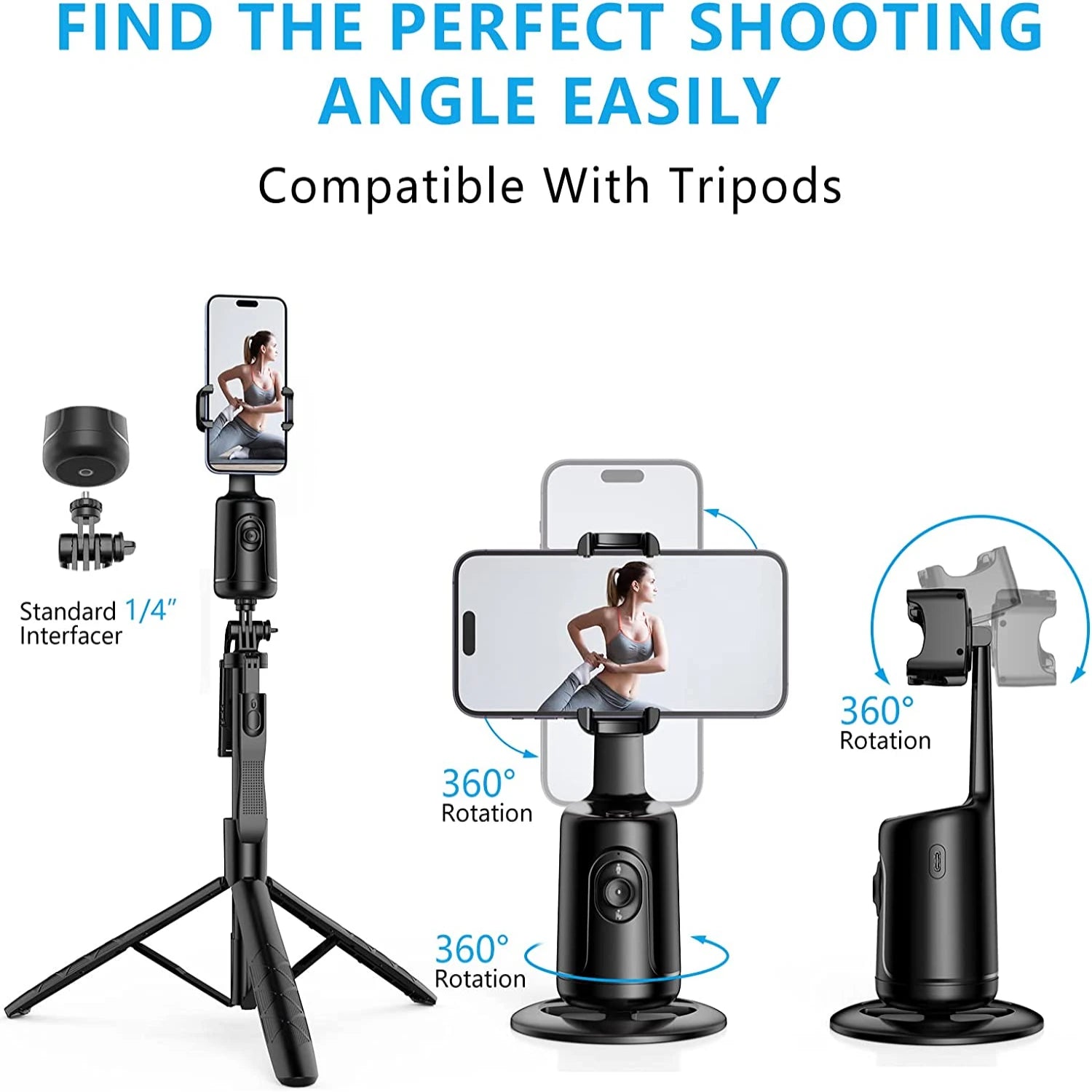 360° Auto Face Tracking Camera Monopod with Remote: AI-Powered, Intelligent Follow Stand, Selfie Stabilizer for Smartphone Vloggers - Home Fads 