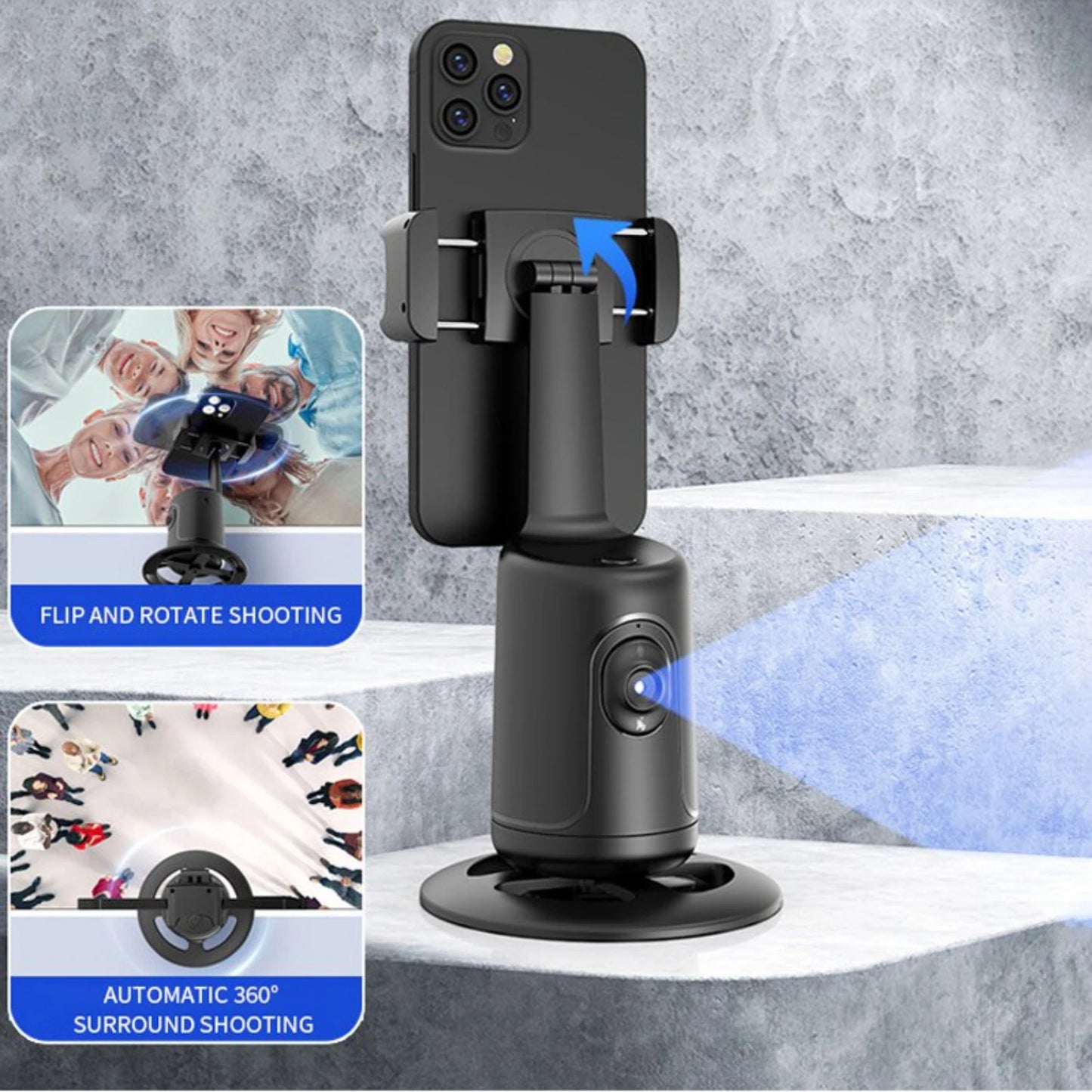 360° Auto Face Tracking Camera Monopod with Remote: AI-Powered, Intelligent Follow Stand, Selfie Stabilizer for Smartphone Vloggers - Home Fads 