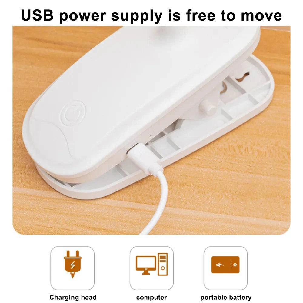 360° Flexible Clip-on LED Desk Lamp USB Rechargeable - Ideal for Bedroom, Study, Reading, Office, and Work - Home Fads 