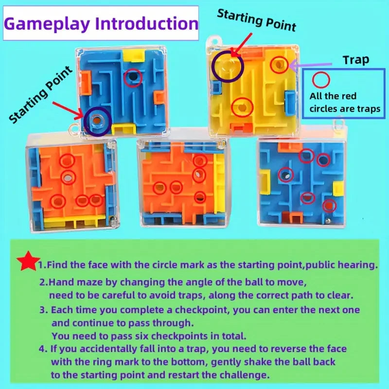 3D Maze Puzzle Cube – Transparent Six-Sided Speed Cube for Stress Relief and Cognitive Development – Fun Maze Toy for Kids and Adults - Home Fads 