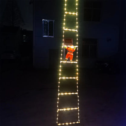 3M LED Light Ladder with Climbing Festive Figure – Decorative Illumination for Home and Garden - Home Fads 