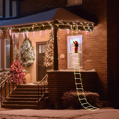 3M LED Light Ladder with Climbing Festive Figure – Decorative Illumination for Home and Garden - Home Fads 