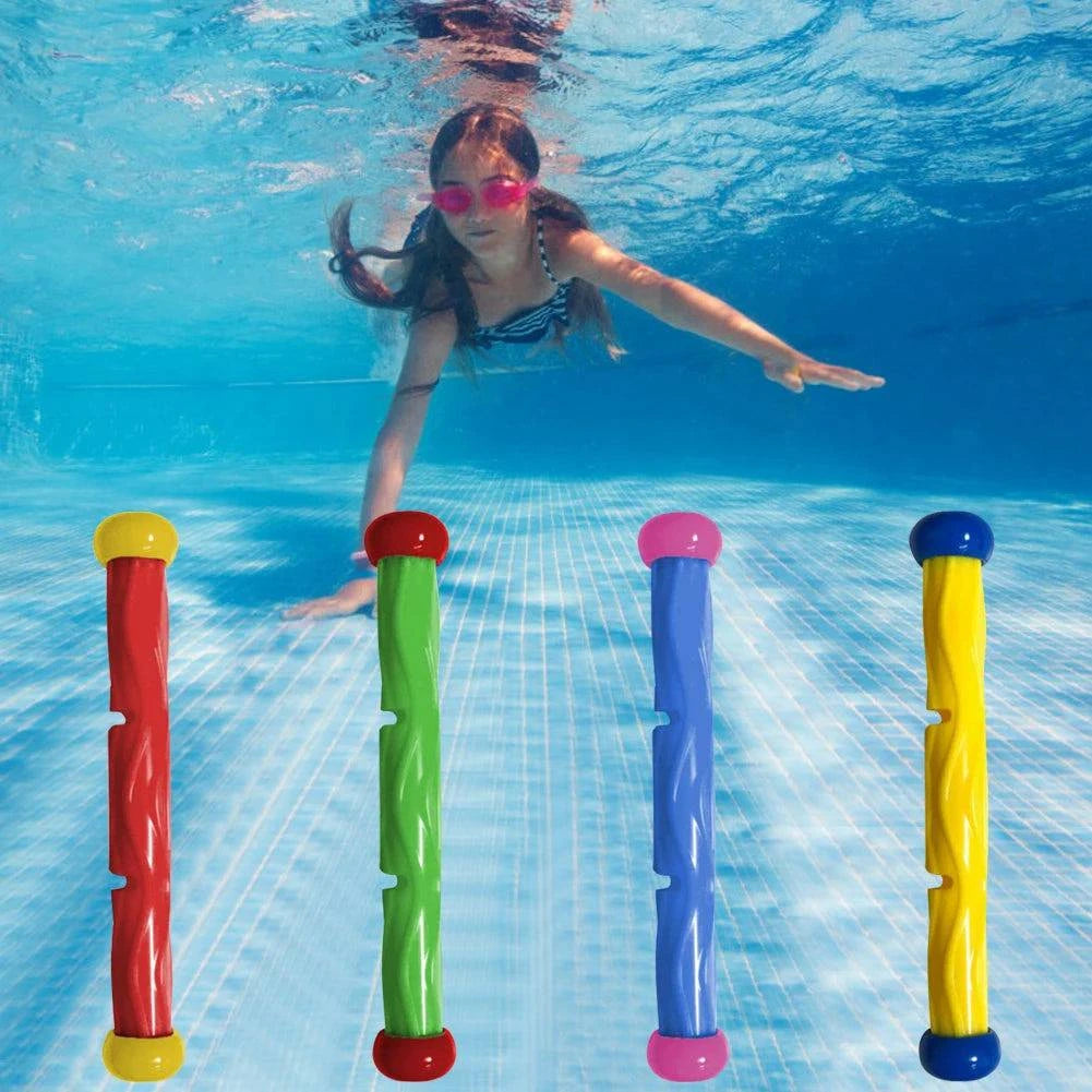 4-Piece Summer Pool Diving Toys Set - Multicolor Swim Dive Toy Set for Creative Underwater Fun (Choose from Torpedoes, Rods, Rings, or Soft Spheres) - Home Fads 