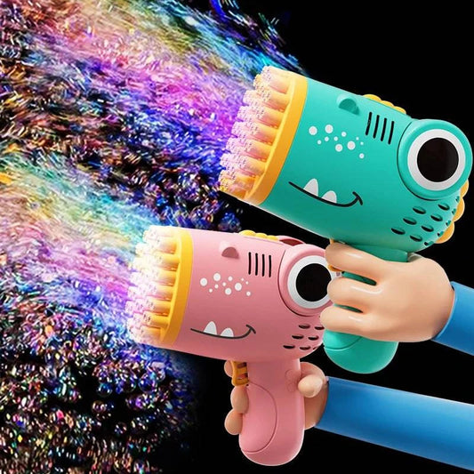 40-Hole Dinosaur Bubble Machine for Kids - Handheld Bubble Gun for Outdoor Fun - Home Fads 