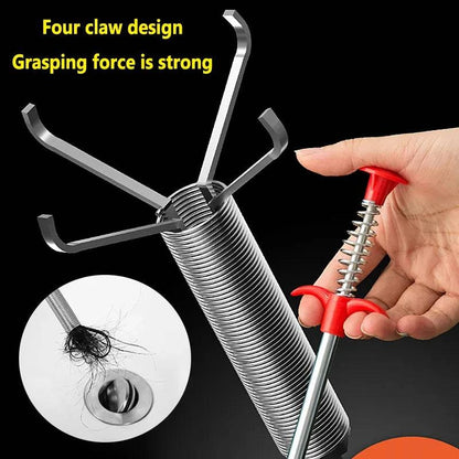 60cm Spring Pipe Dredging Snake & Augmenter - Effortless Clog Removal, 4 Robust Claw Pick-Up Ends - Home Fads 
