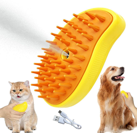 Electric Pet Grooming Massager Brush: Versatile 3-in-1 Device with Steam and Spray Function for Dogs, Cats, and All Furry Pets - Home Fads