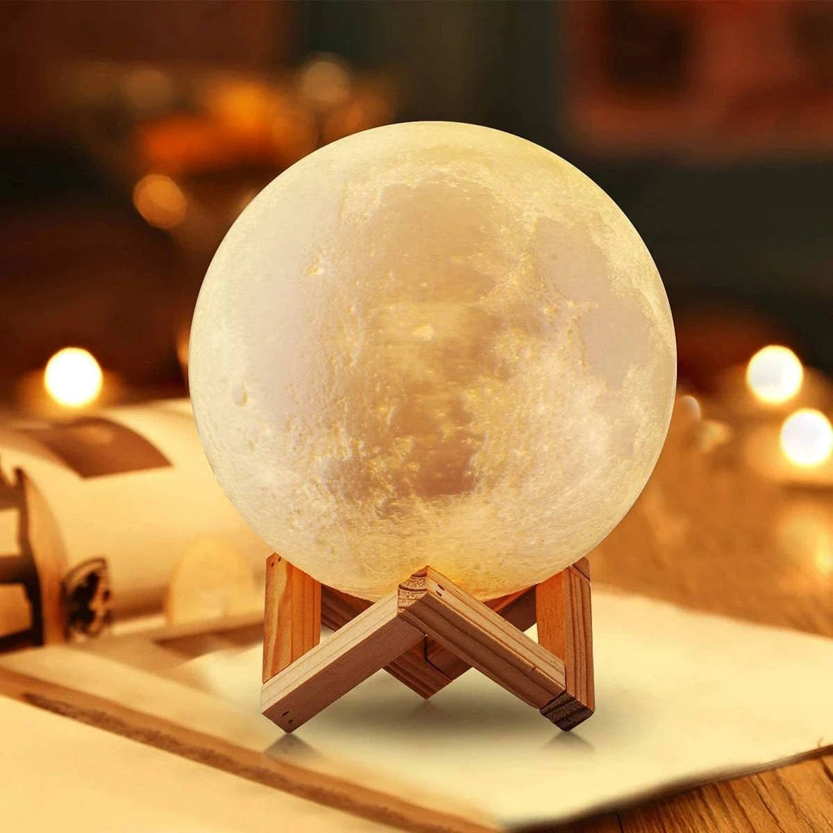 8cm LED Moon Lamp Night Light with Stand: Battery Powered, Ideal for Home and Office Decor - Great Gift for Kids, Color Options - Home Fads 