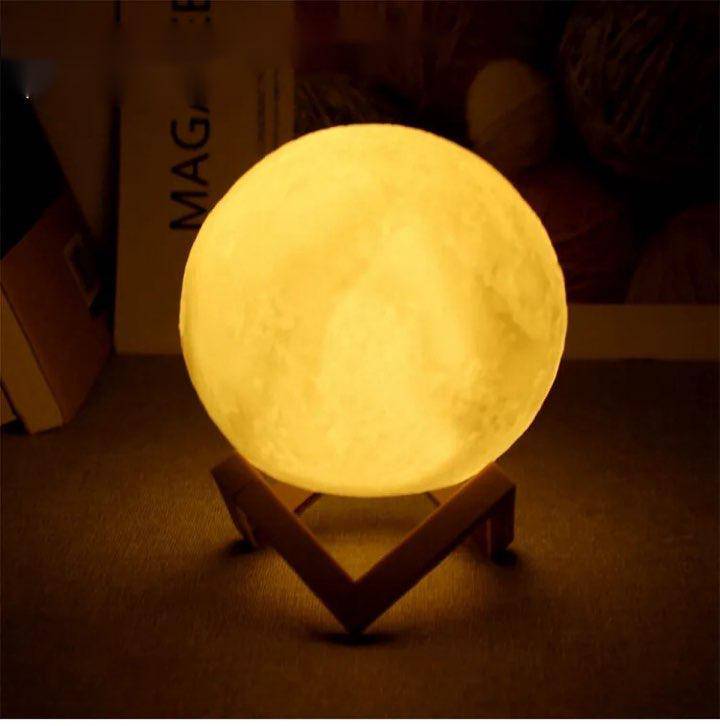 8cm LED Moon Lamp Night Light with Stand: Battery Powered, Ideal for Home and Office Decor - Great Gift for Kids, Color Options - Home Fads 