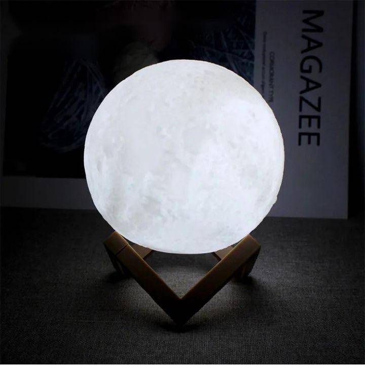 8cm LED Moon Lamp Night Light with Stand: Battery Powered, Ideal for Home and Office Decor - Great Gift for Kids, Color Options - Home Fads 