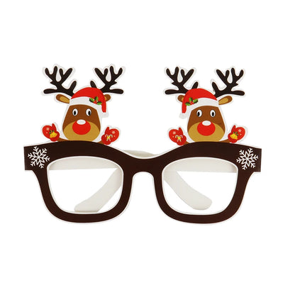 9-Piece Festive Paper Glasses Set – Christmas Tree, Santa, and Reindeer Photo Props – Holiday Party Decorations and New Year Accessories - Home Fads 