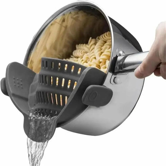 Adjustable Clip-On Pot Strainer for Pots, Pans, and Bowls - Kitchen Colander and Strainer Attachment - Home Fads 