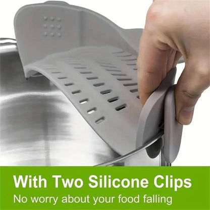 Adjustable Clip-On Pot Strainer for Pots, Pans, and Bowls - Kitchen Colander and Strainer Attachment - Home Fads 