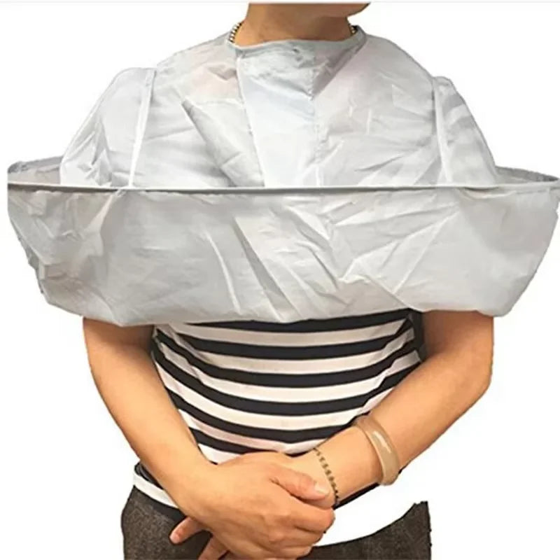 Adjustable Hair Cutting Cape – Umbrella-Style Shaving and Trimming Cloak for Home or Salon Use – One Size Fits All, Silver Gray - Home Fads 