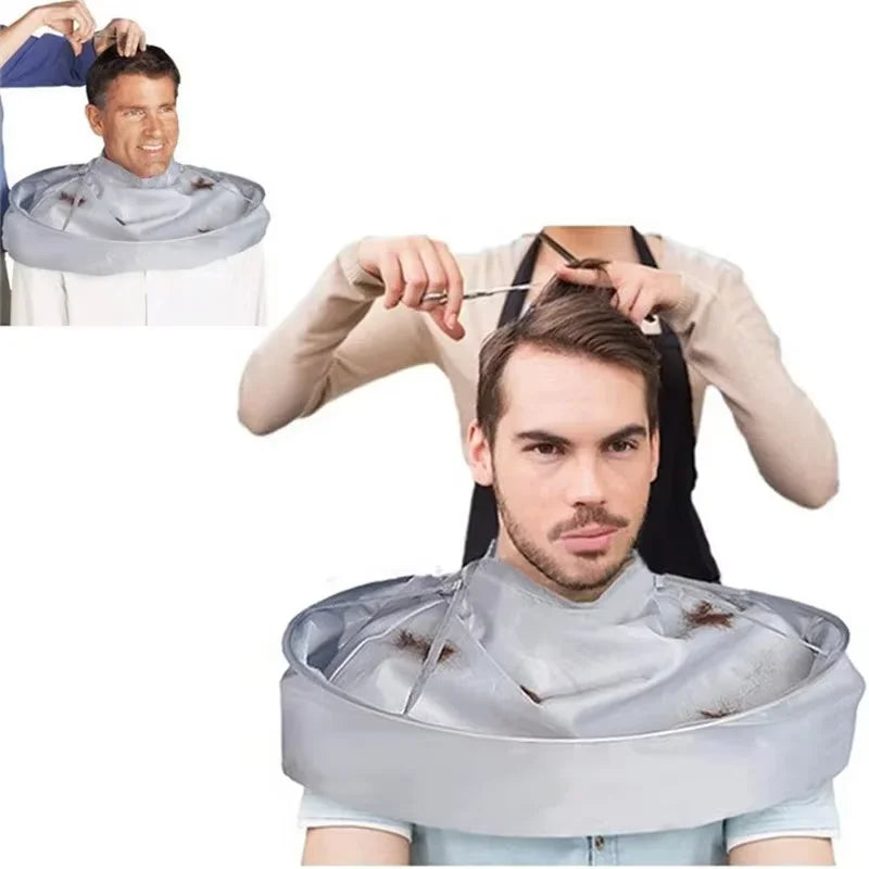 Adjustable Hair Cutting Cape – Umbrella-Style Shaving and Trimming Cloak for Home or Salon Use – One Size Fits All, Silver Gray - Home Fads 