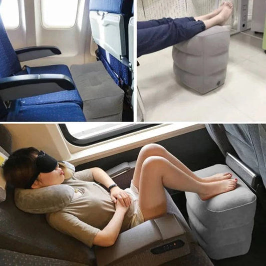 Adjustable Height Inflatable PVC Travel Footrest Pillow for Kids and Adults - Comfortable Resting Solution for Flights and Travel - Home Fads 