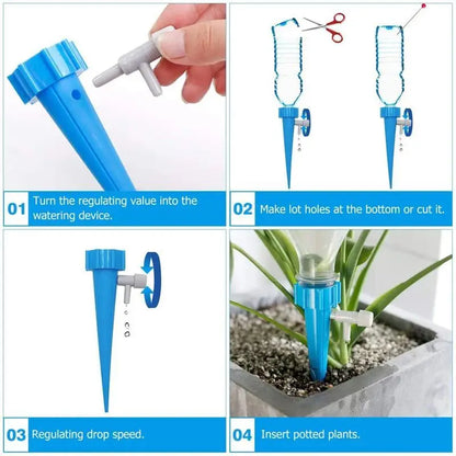 Adjustable Self-Watering Spikes – Automatic Drip Irrigation System for Indoor & Outdoor Plants, Potted Gardens, Greenhouses – 12-Pack - Home Fads 