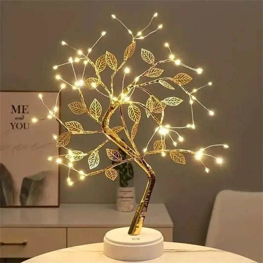 Adjustable Touch Control LED Bonsai Tree Lamp – USB-Powered Table Light with 72 Warm White LEDs for Bedroom, Living Room, or Holiday Décor - Home Fads 