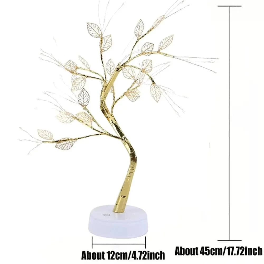 Adjustable Touch Control LED Bonsai Tree Lamp – USB-Powered Table Light with 72 Warm White LEDs for Bedroom, Living Room, or Holiday Décor - Home Fads 