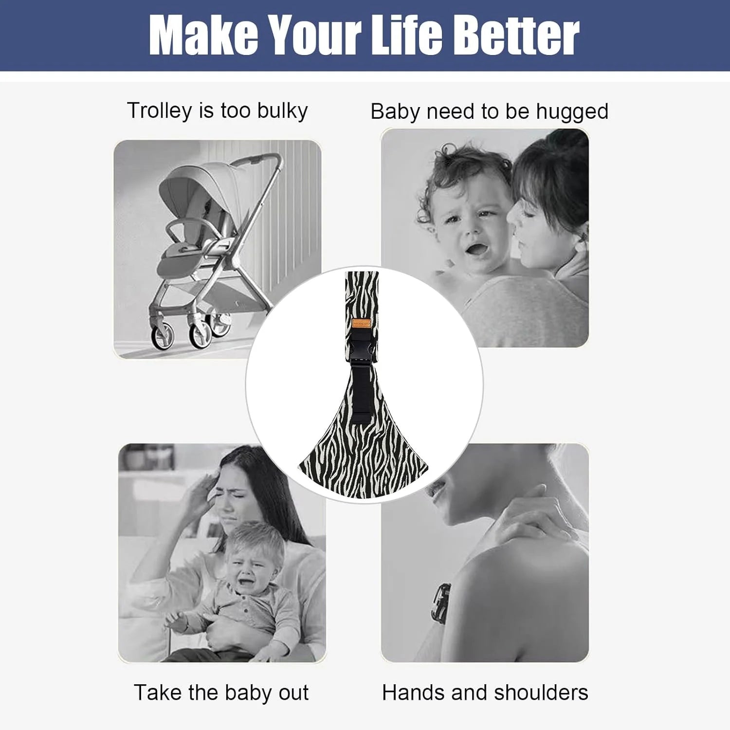 Adjustable Baby Sling Carrier – Portable Cotton Wrap for Infants & Toddlers with Padded Shoulder Strap and Safety Buckles - Home Fads